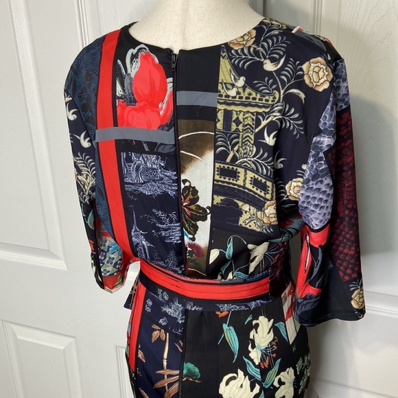 ASOS Kimono-Inspired Multicolored Tie-Waist Midi Dress - Picture 5 of 7